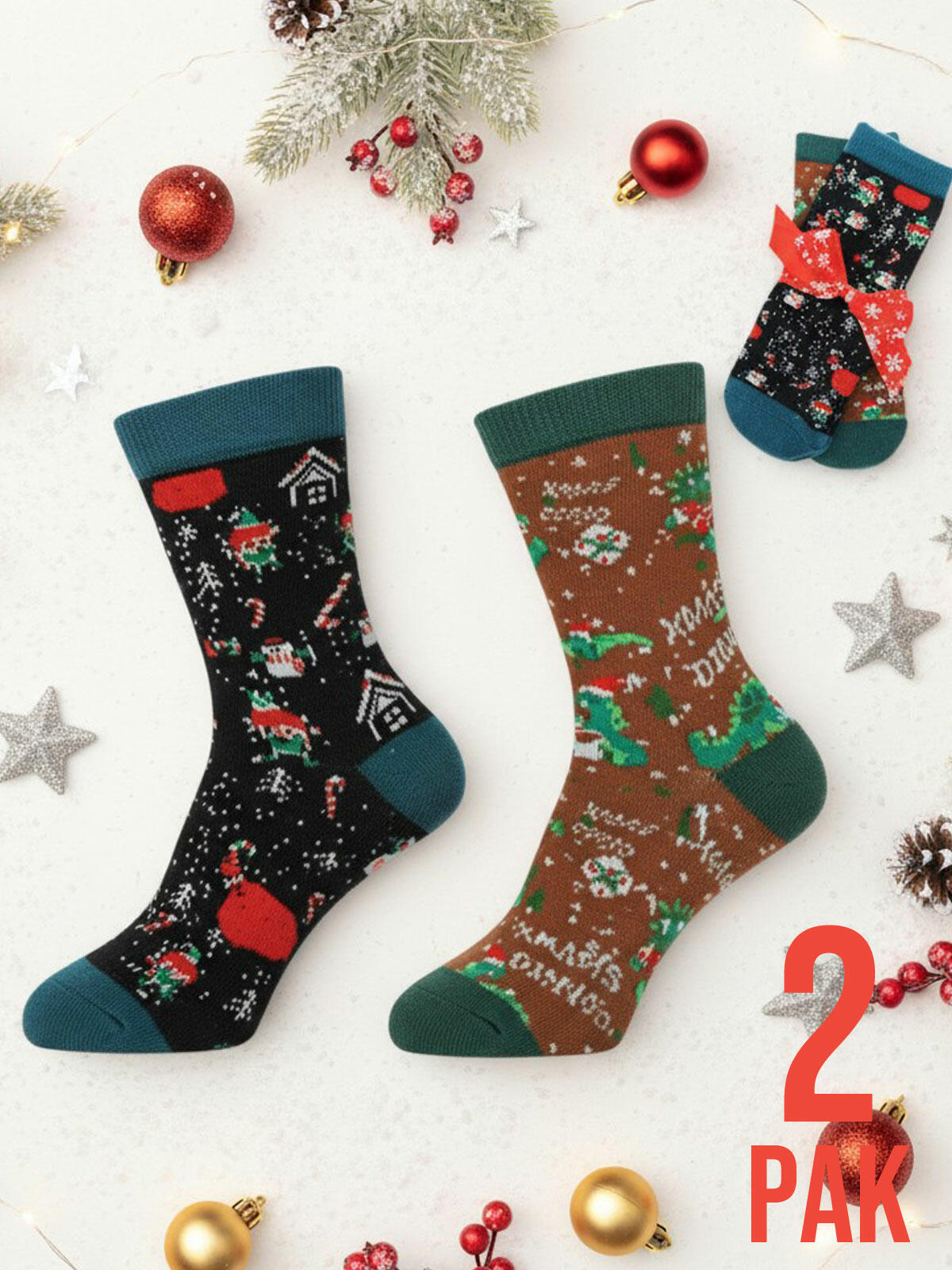 Skarpety dziecięce świąteczne 2-pak