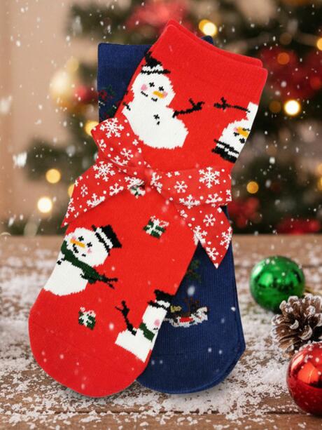 Skarpety dziecięce świąteczne 2-pak z ozdobną wstążką