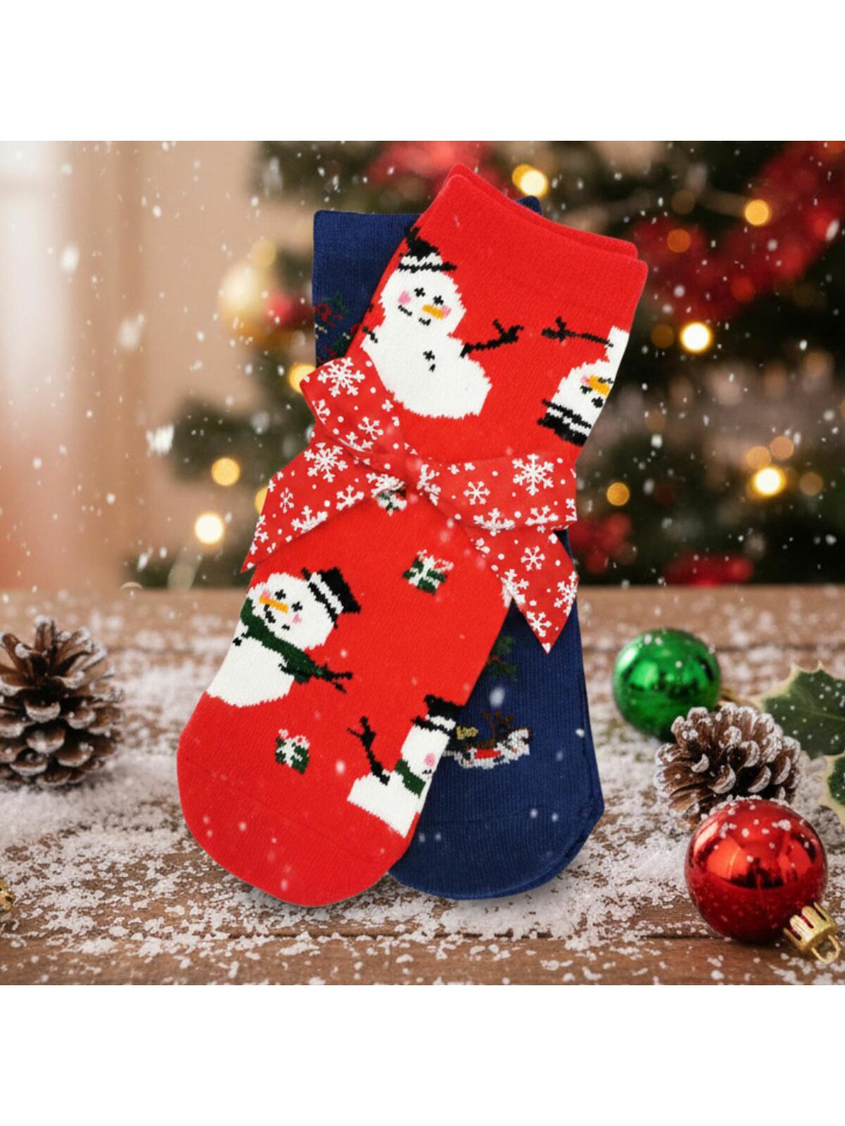 Skarpety dziecięce świąteczne 2-pak z ozdobną wstążką