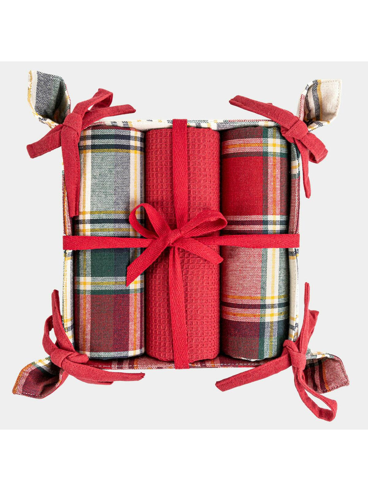 Komplet 3 ścierek w koszyku