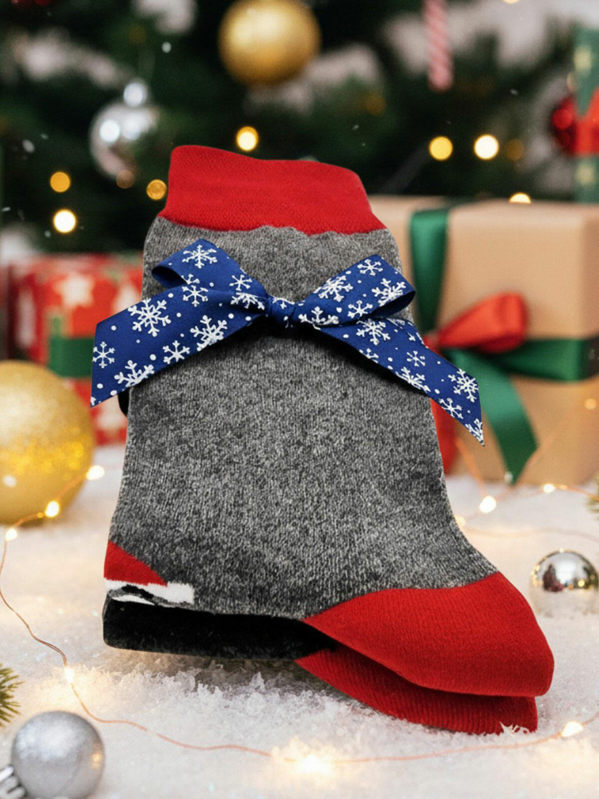 2-pak Świąteczny 43-45 męski z ozdobną wstążką