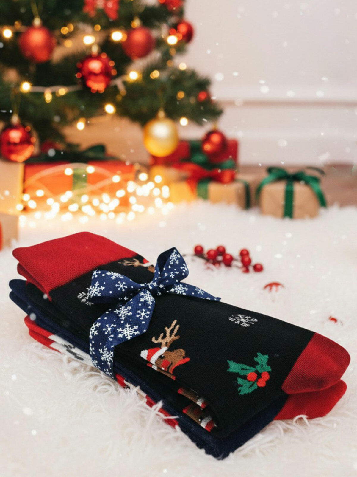 2-pak Świąteczny 43-45 męski z ozdobną wstążką