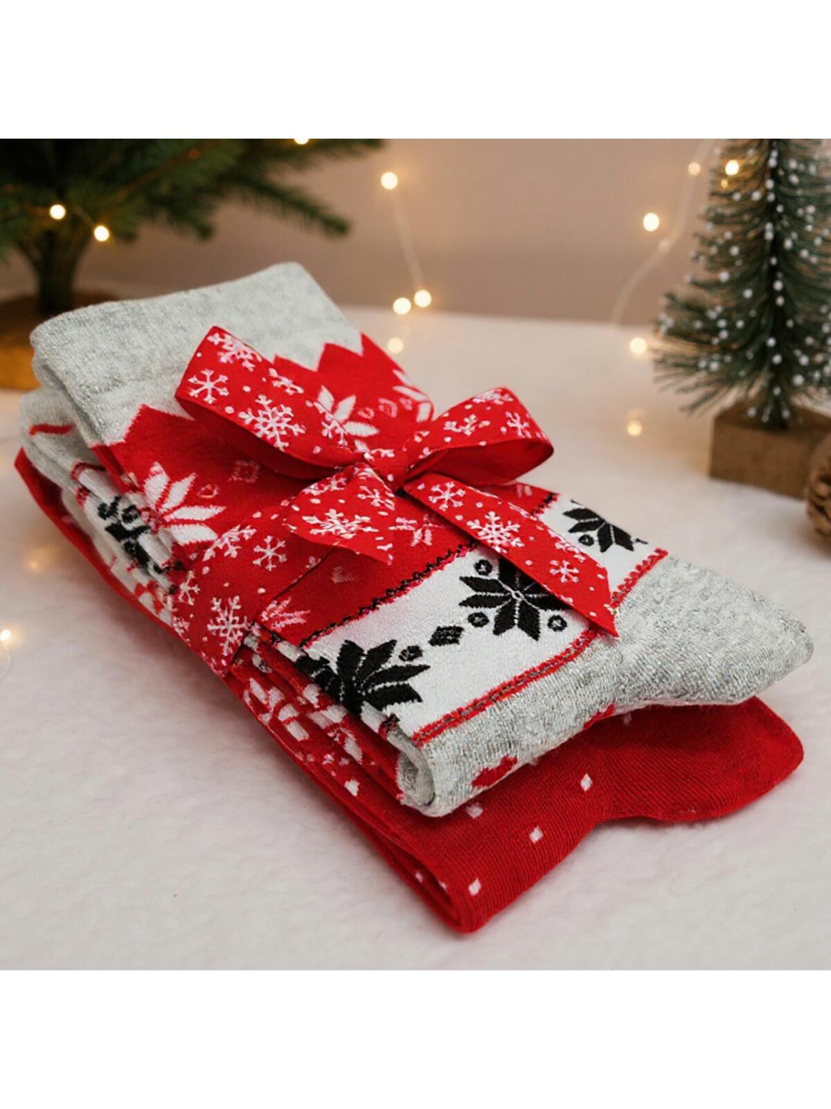 2-pak Świąteczny 35-38 damski z ozdobną wstążką