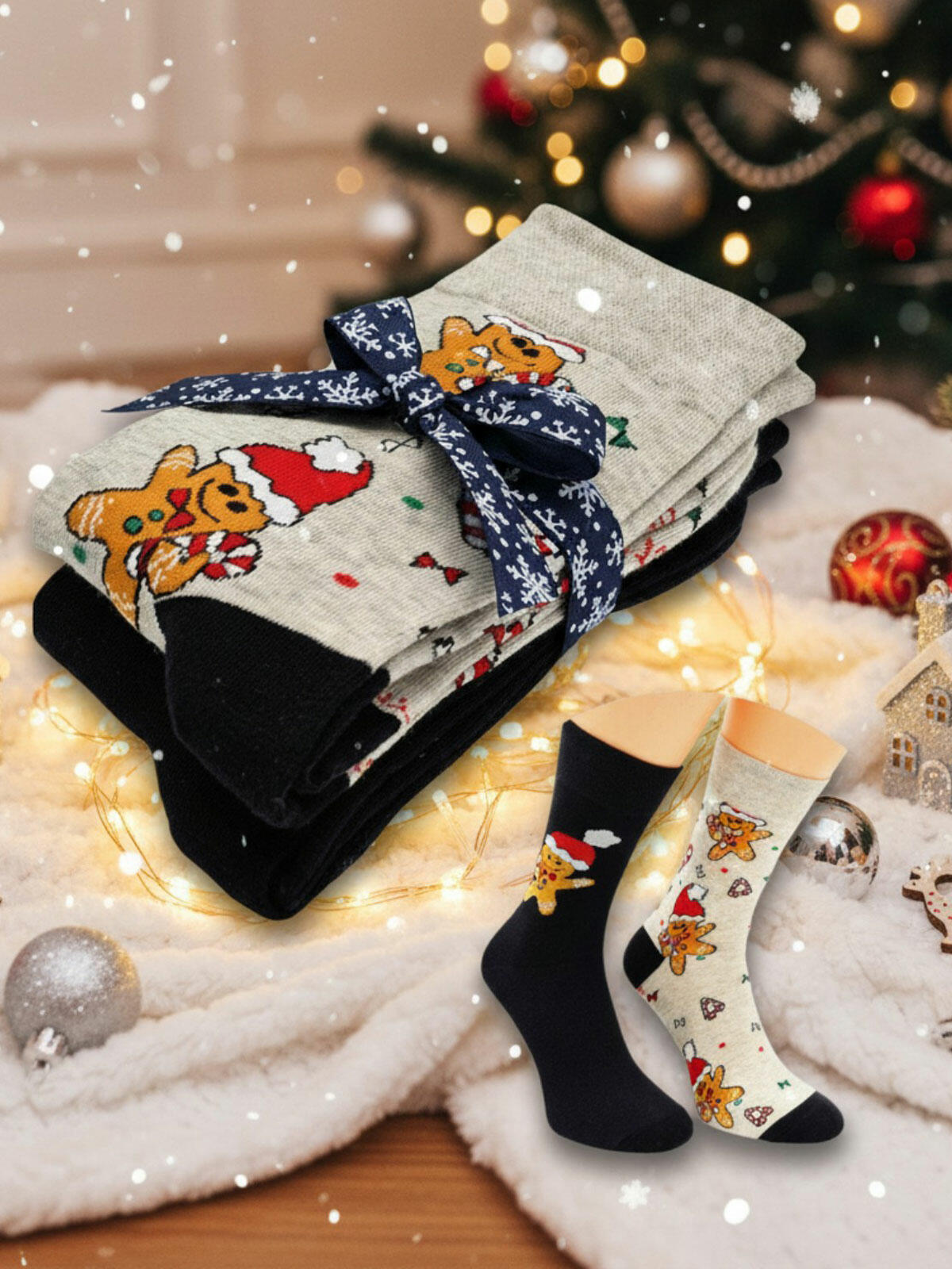 Skarpetki w piernikowe ludziki 2-pak 39-42