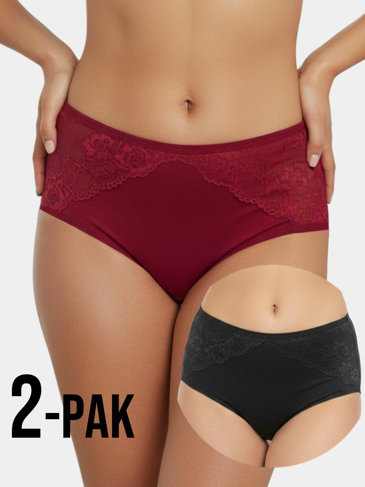 Majtki bawełniane z koronką 2-pak