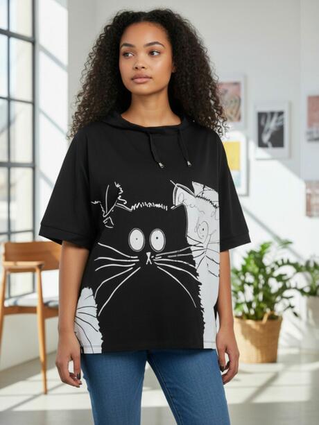 Bluzka z nadrukiem i wiązaniem