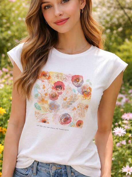 Bawełniany t-shirt z nadrukiem