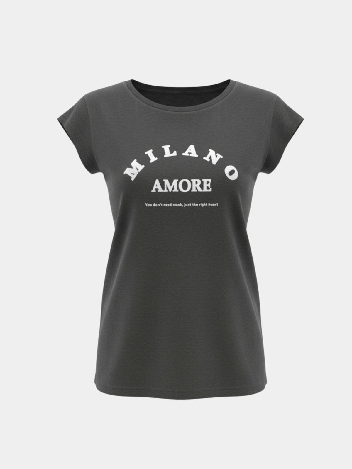 T-shirt z flokowanym napisem