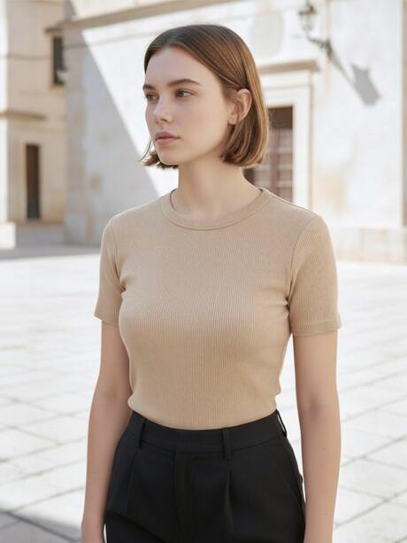 T-shirt prążkowany