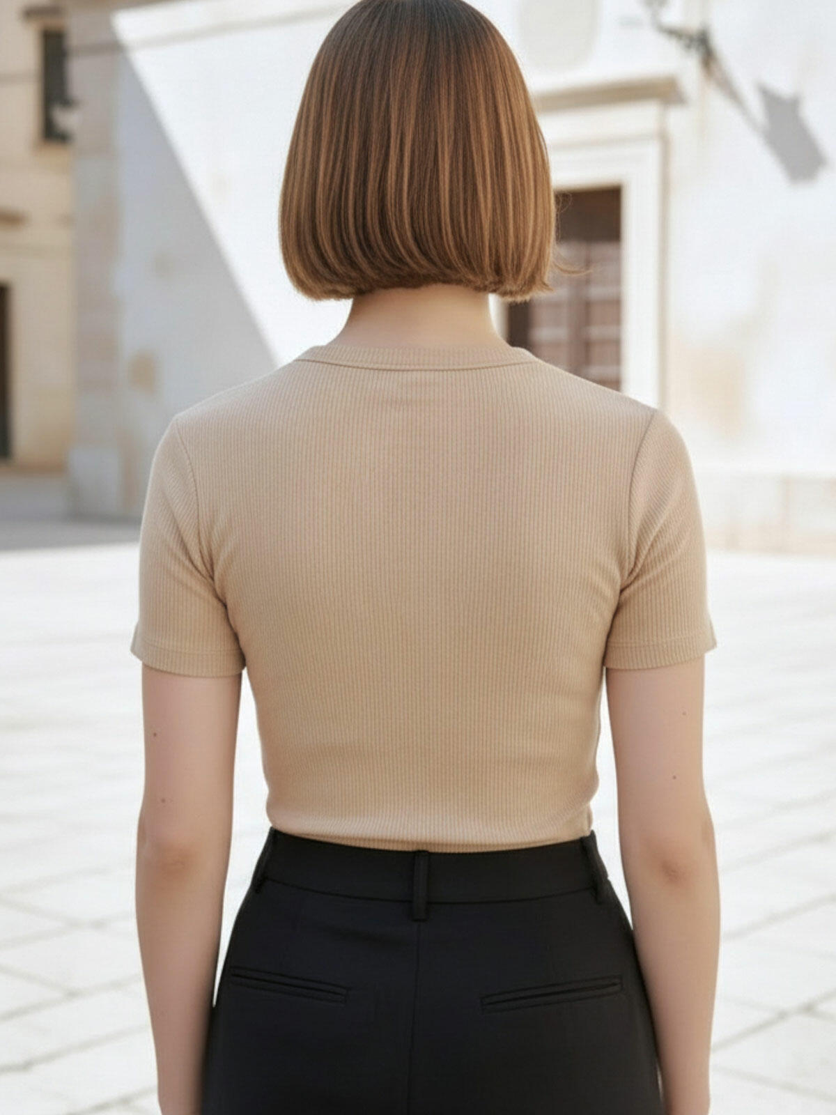 T-shirt prążkowany