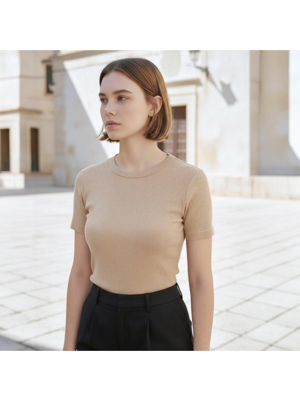 T-shirt prążkowany