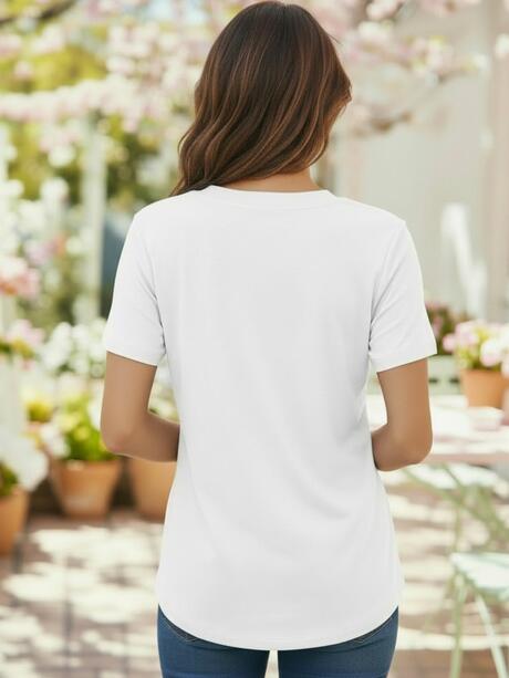 Bawełniany t-shirt w serek