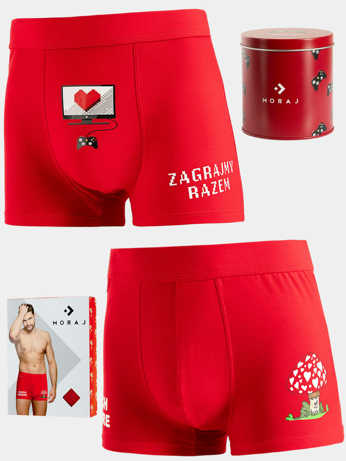 2-pak Bokserki Walentynkowe Czerwone Rozmiar L