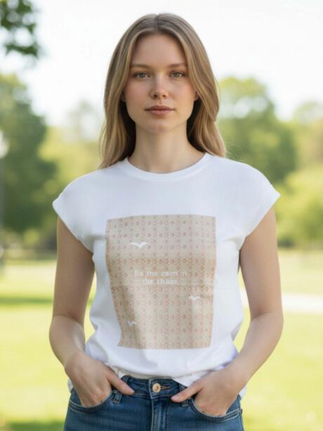 T-shirt z połyskującym nadrukiem