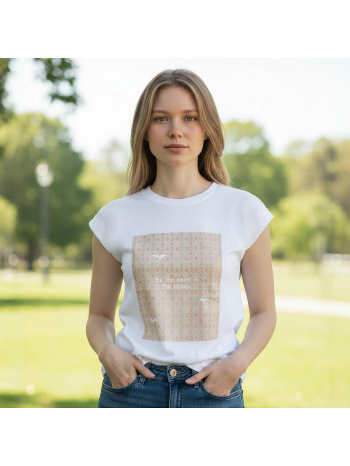 T-shirt z połyskującym nadrukiem