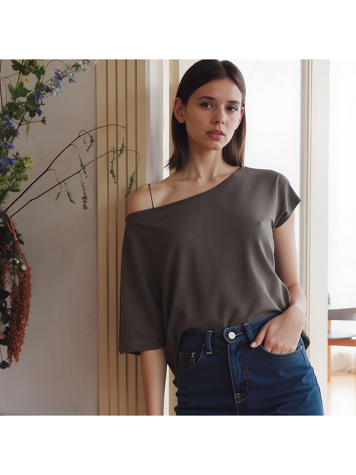 Asymetryczna bluzka z wiskozą