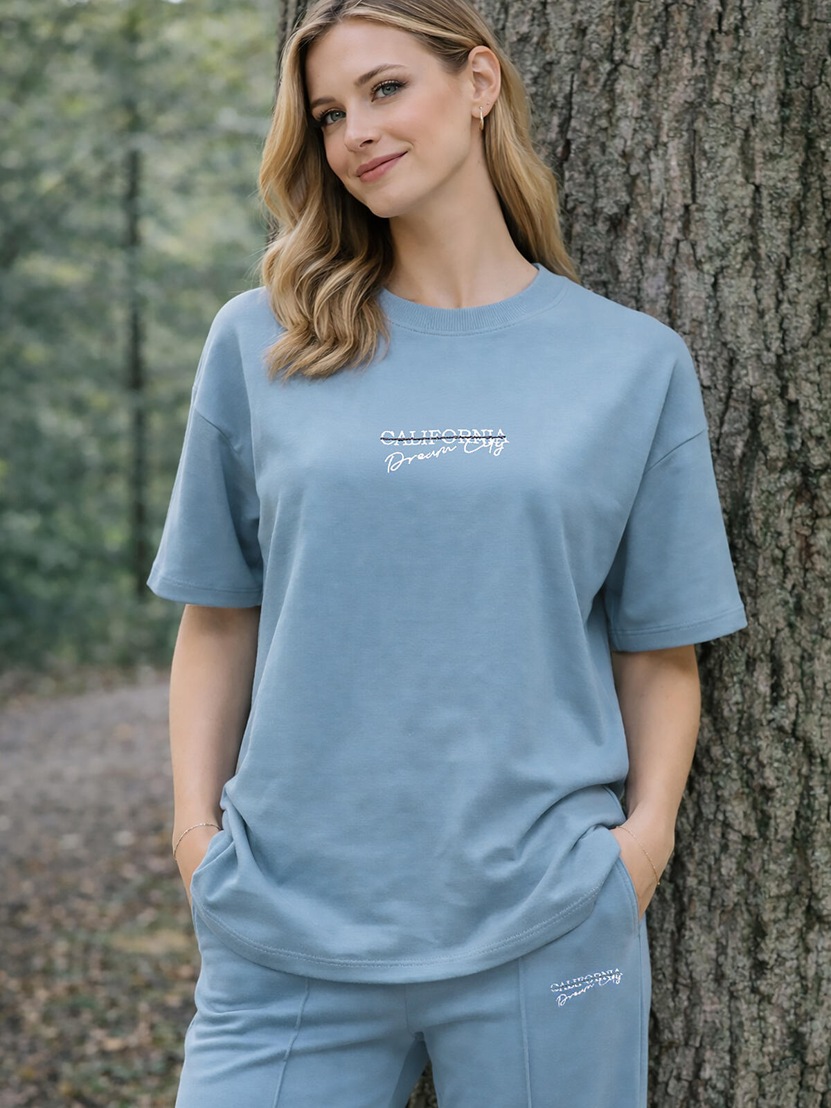 Luźny t-shirt z bawełną