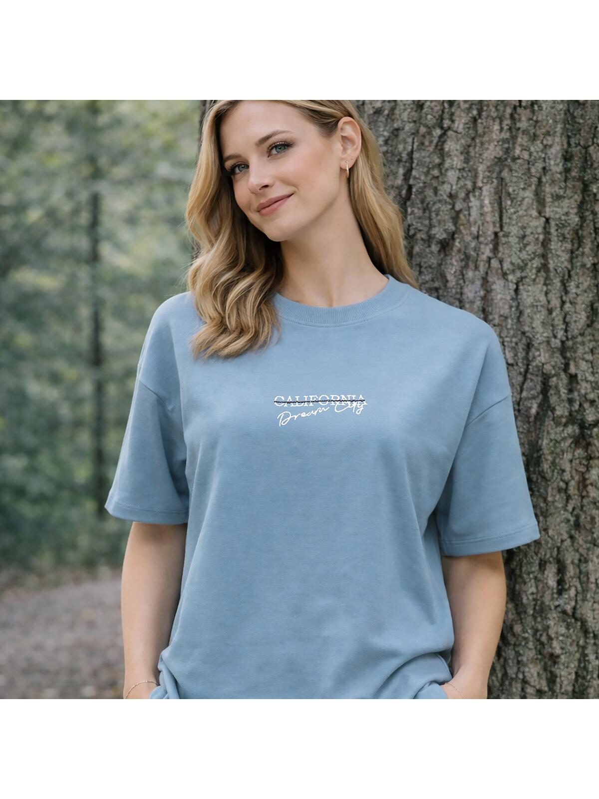 Luźny t-shirt z bawełną