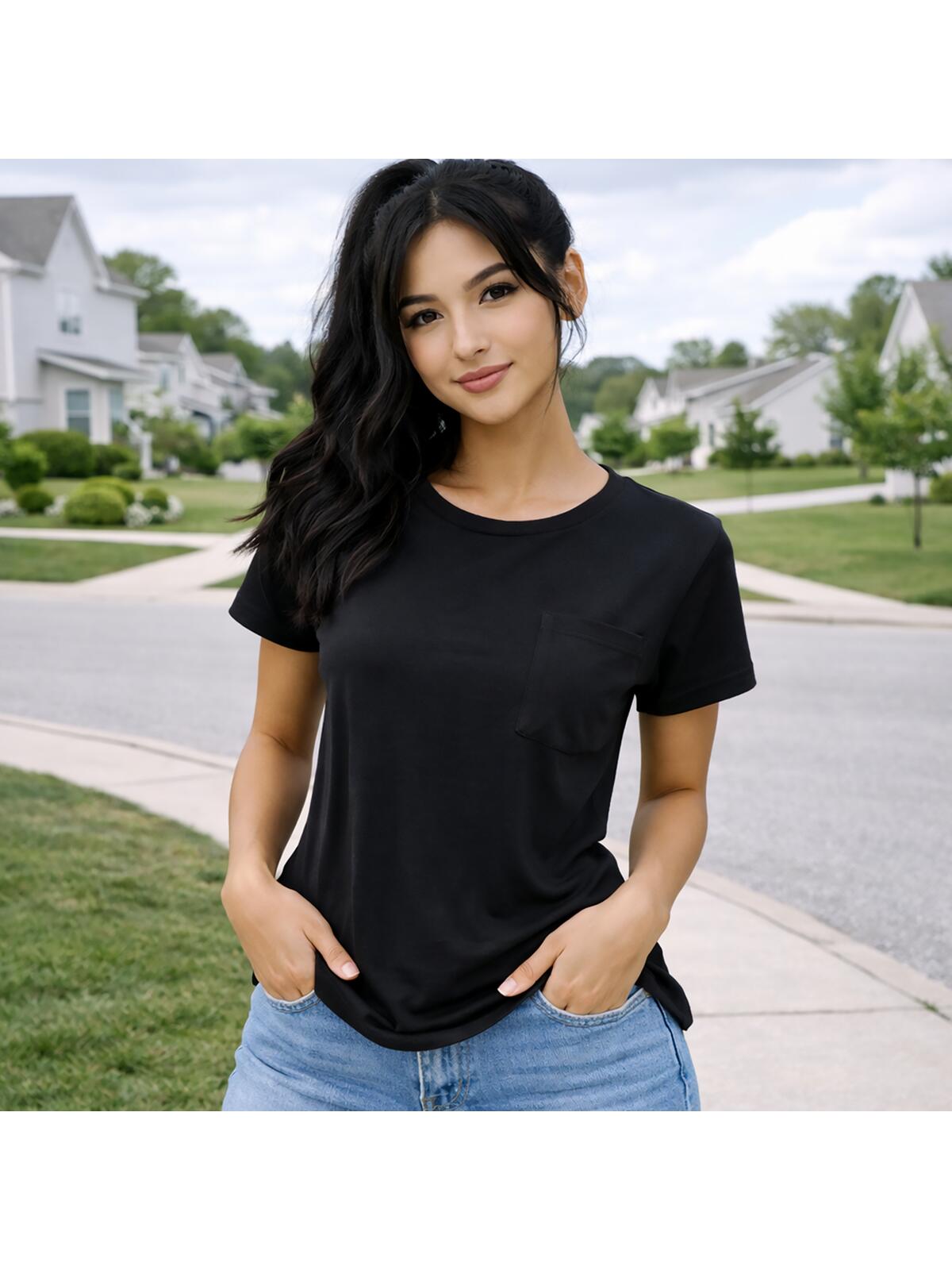 T-shirt z ozdobnym przeszyciem