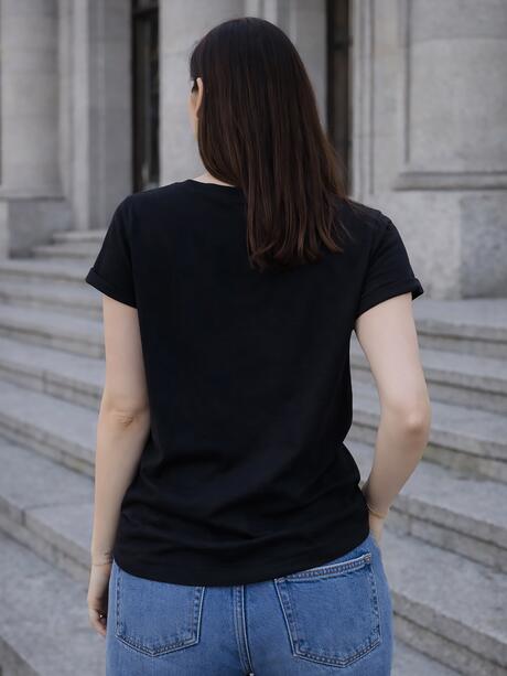 T-shirt gładki z bawełną