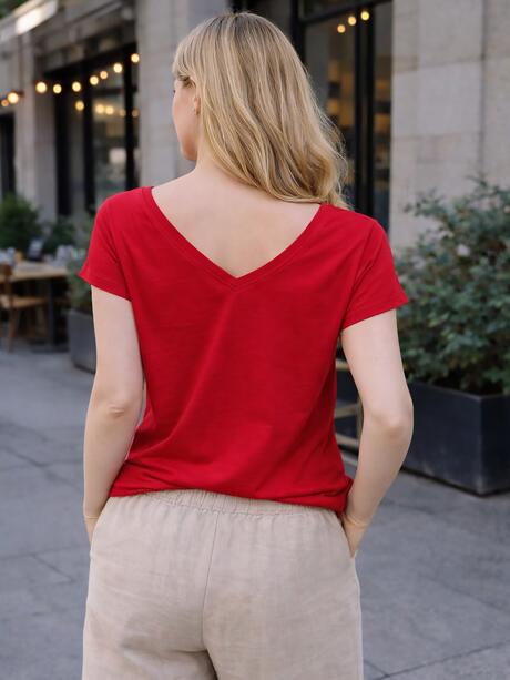 Bluzka bawełniana z dekoltem V