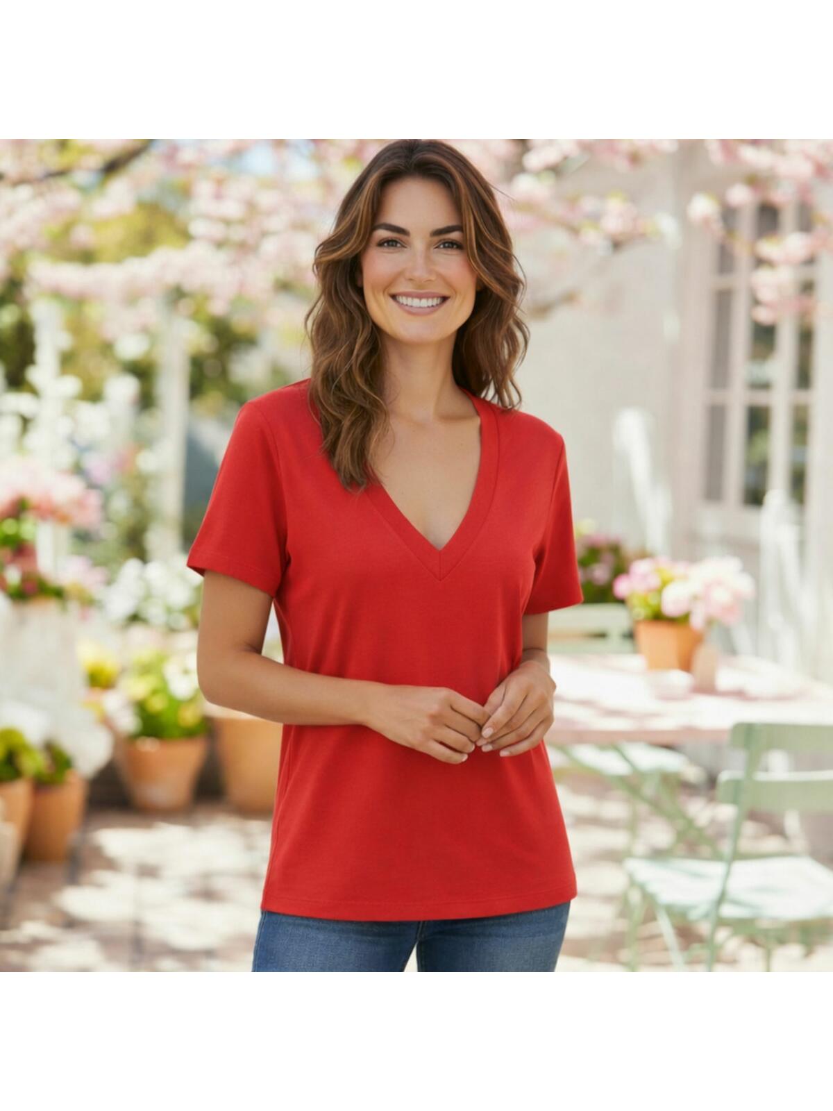 T-shirt z dekoltem w serek