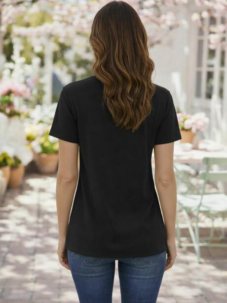 T-shirt bawełniany z dekoltem V