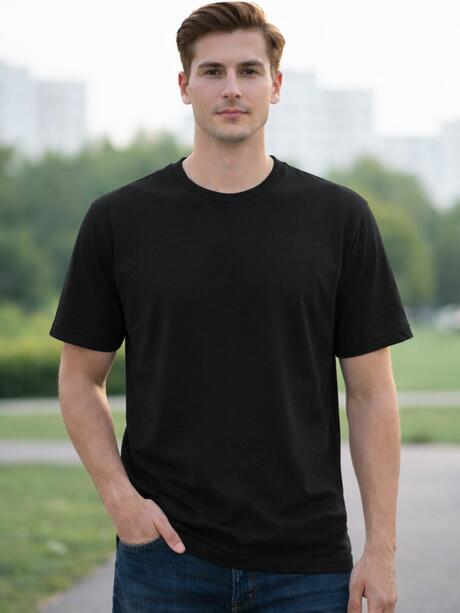 Gładki T-shirt bawełniany