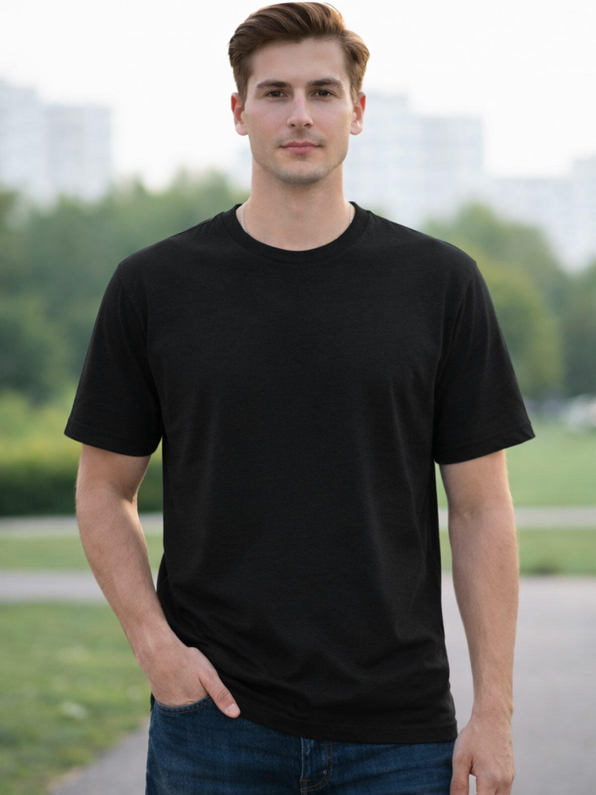 Gładki T-shirt bawełniany