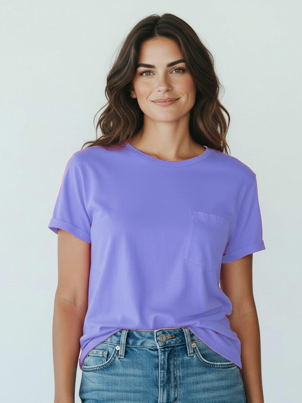 Gładki t-shirt z kieszonką