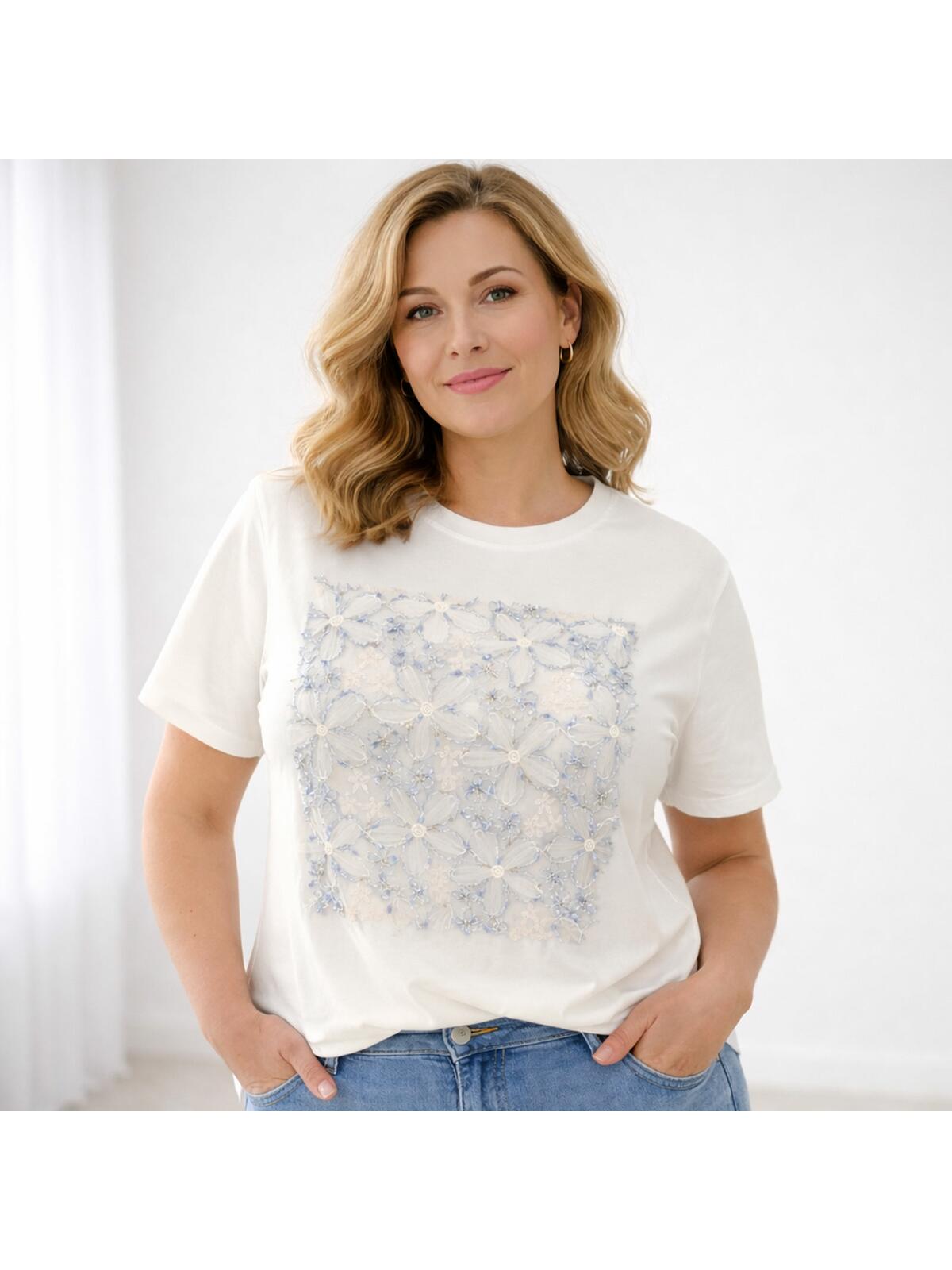 T-shirt bawełniany z aplikacją