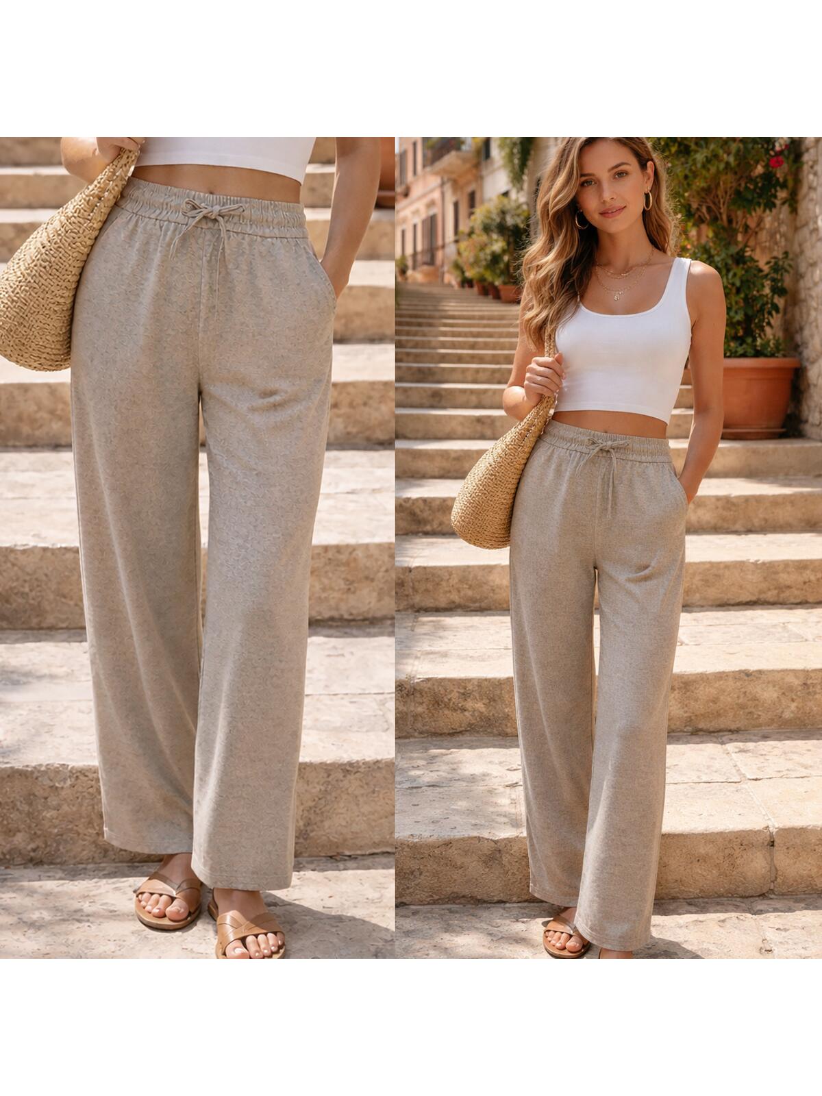 Luźne spodnie z kieszeniami