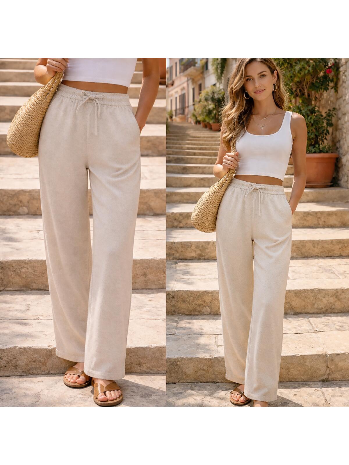 Casualowe spodnie z kieszeniami