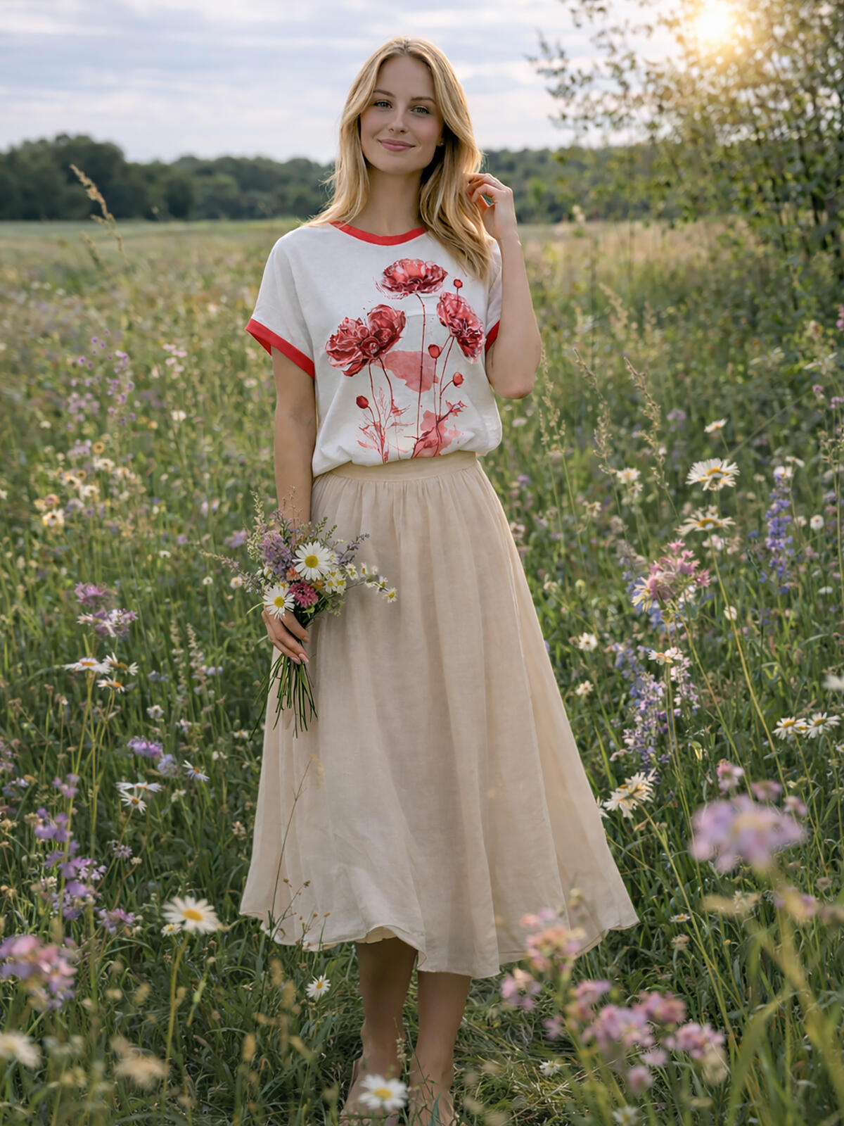 Bluzka bawełniana w kwiaty