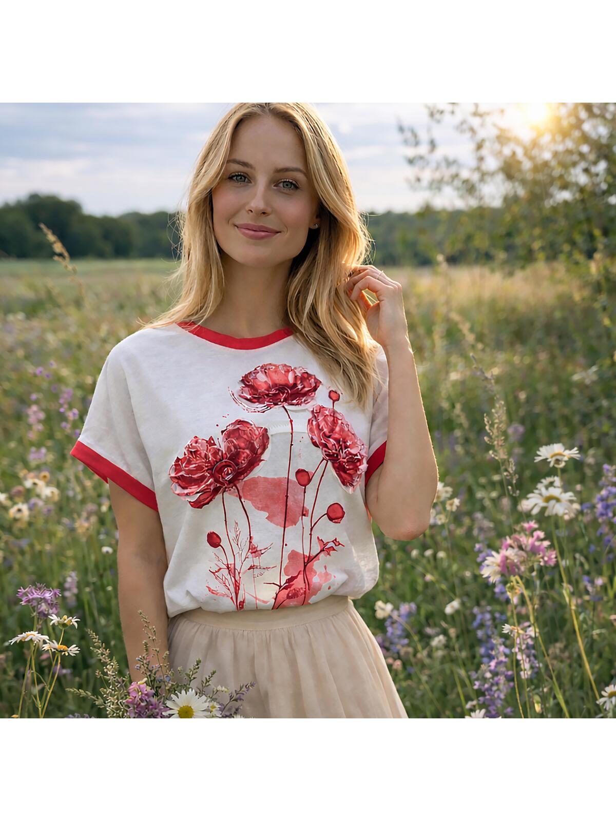 Bluzka bawełniana w kwiaty