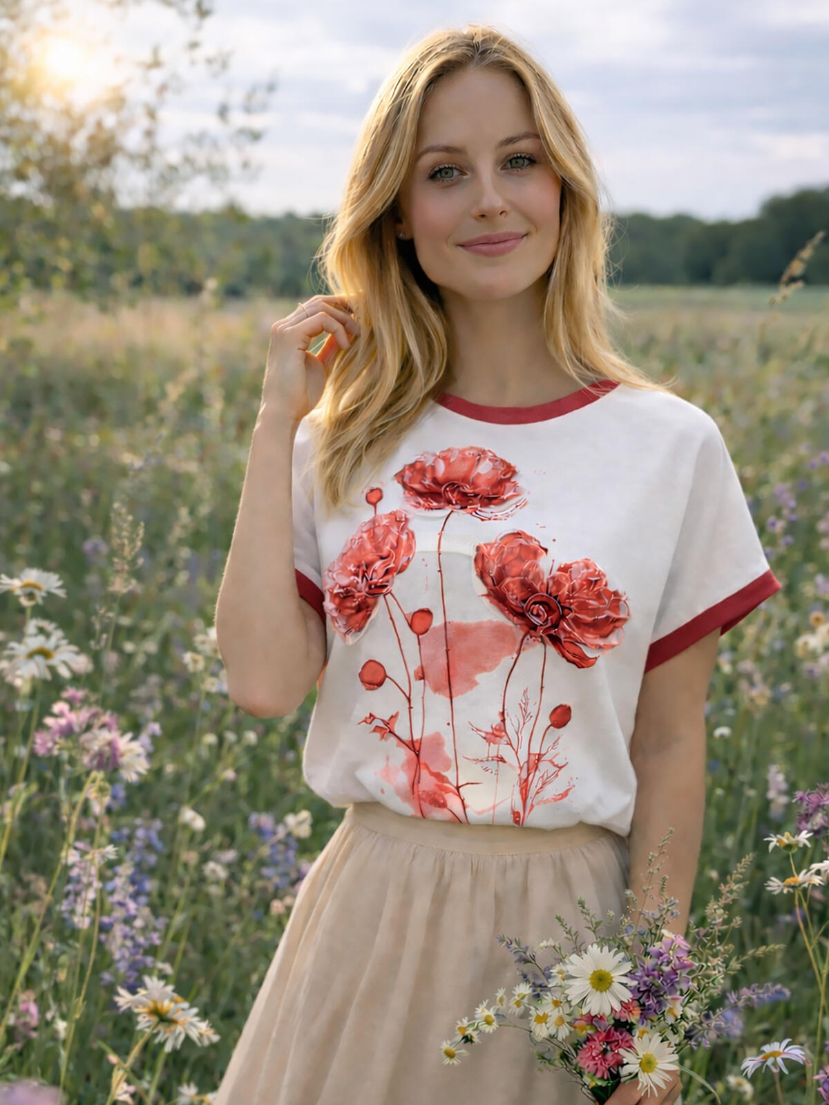 Bluzka z kwiatowym nadrukiem