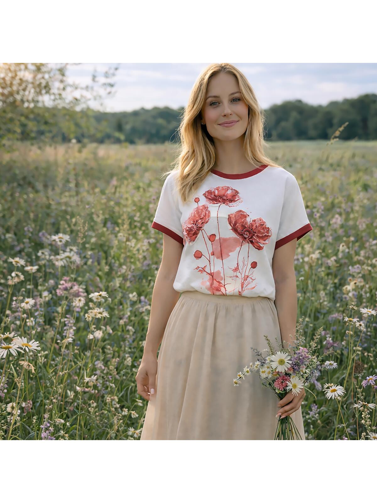 Bluzka z kwiatowym nadrukiem