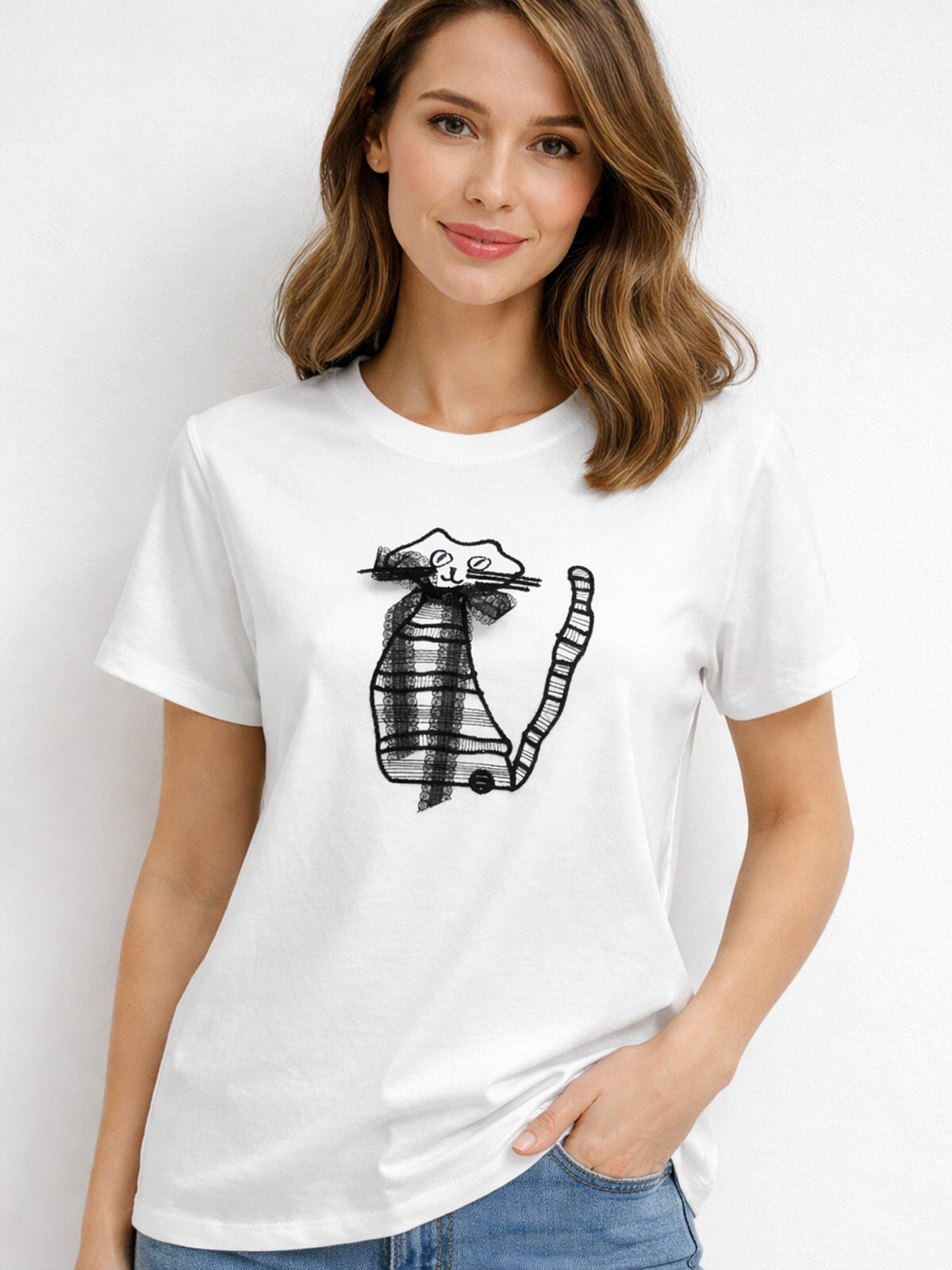 Bluzka bawełniana z kotem