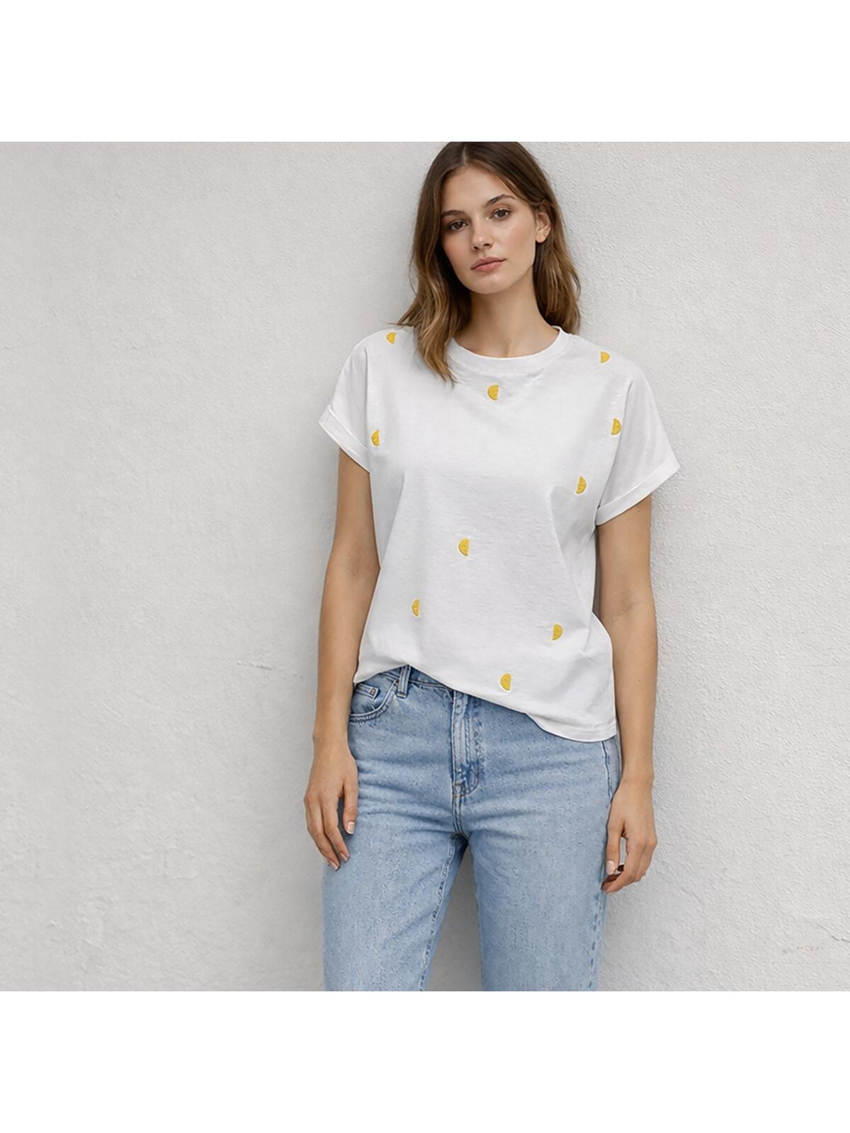 T-shirt z haftowanymi owocami