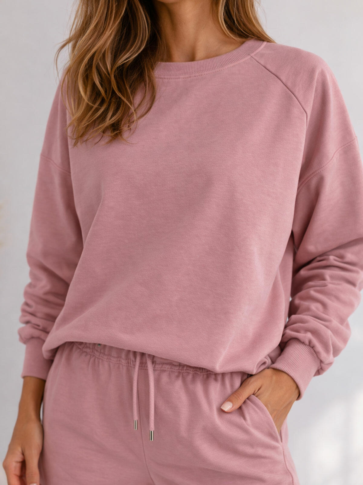 Gładka bluza z bawełną