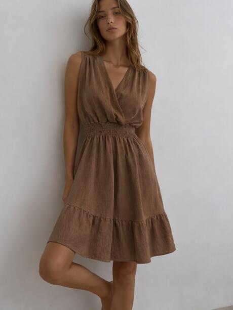 Sukienka wiskozowa z falbaną