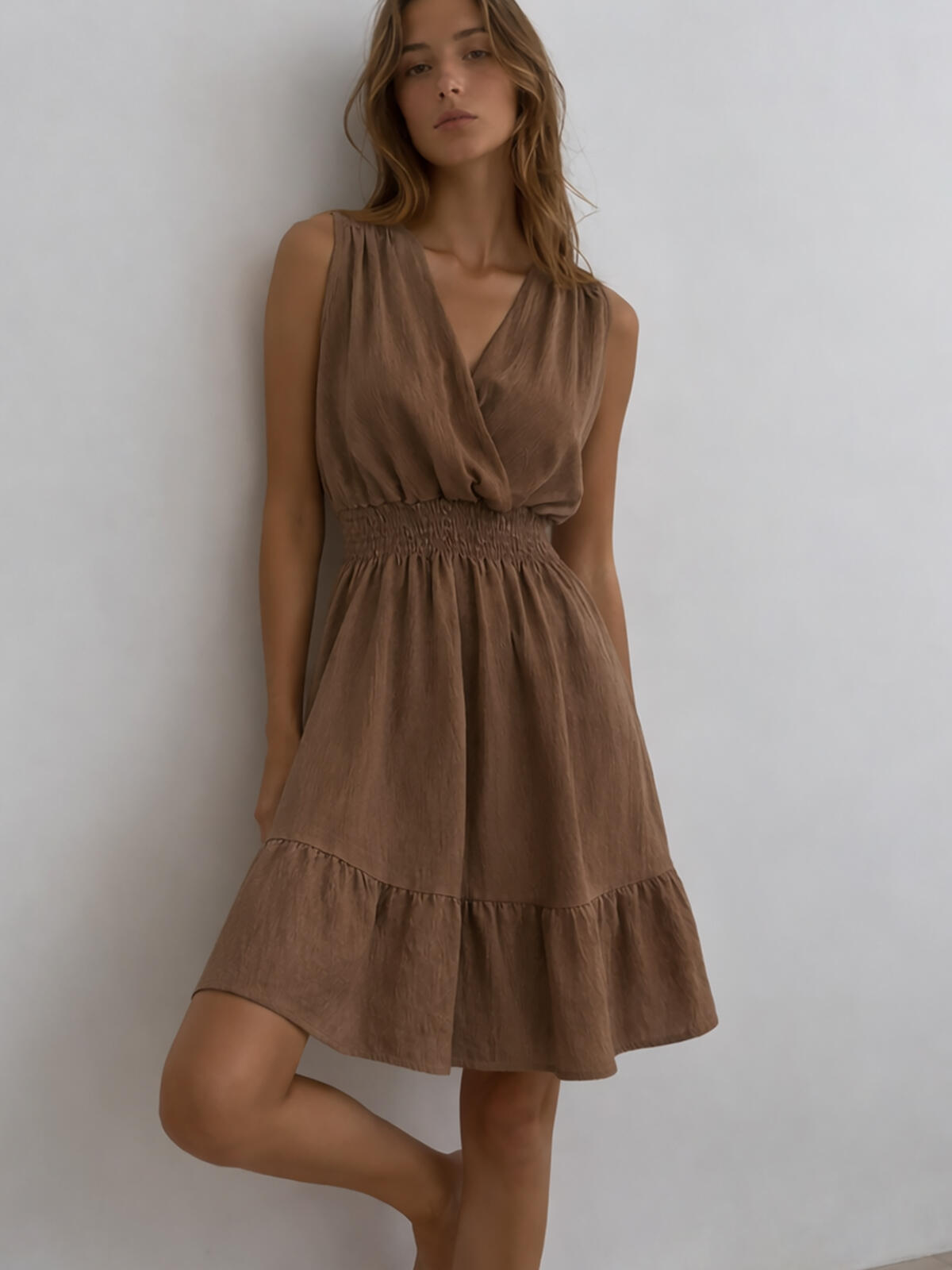 Sukienka wiskozowa z falbaną