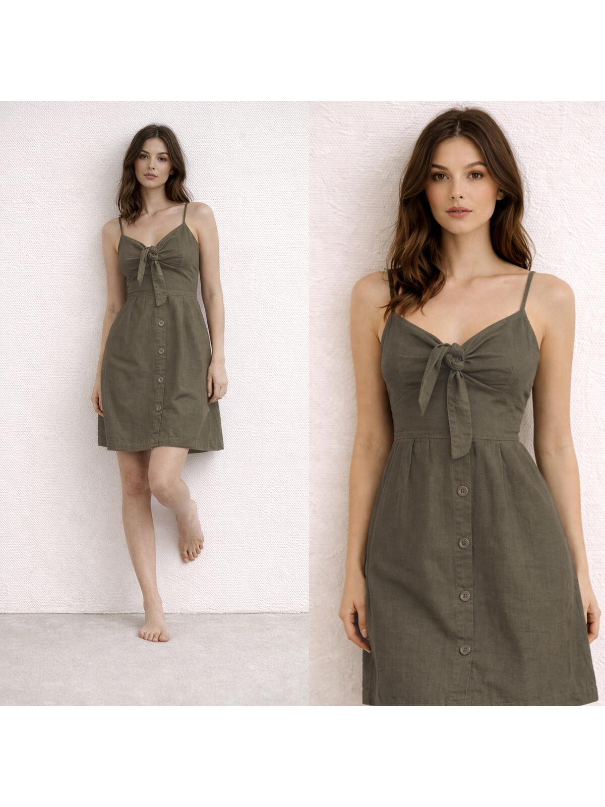 Sukienka wiskozowa z lnem