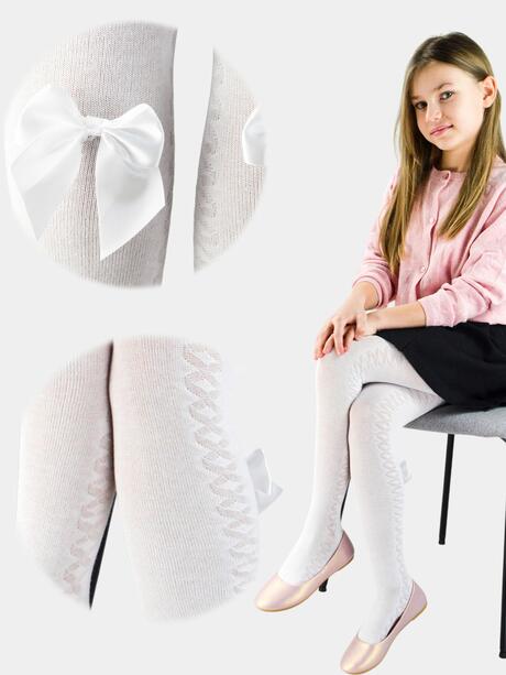 Rajstopy żakardowe z kokardką