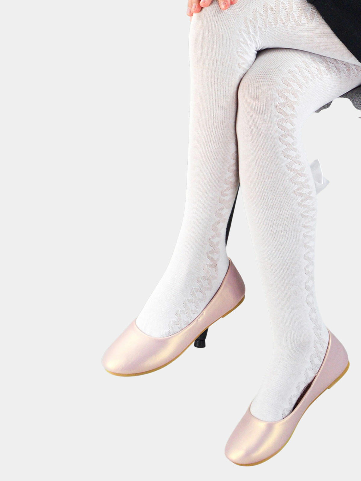 Rajstopy żakardowe z kokardką