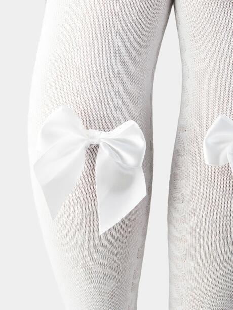 Rajstopy żakardowe z kokardką