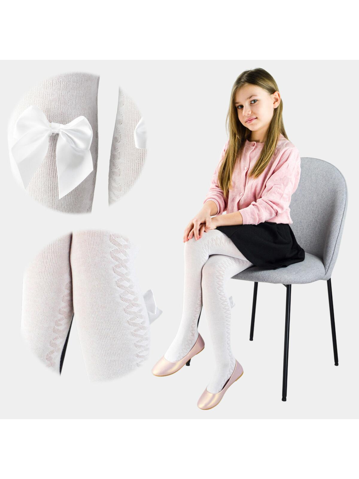 Rajstopy żakardowe z kokardką