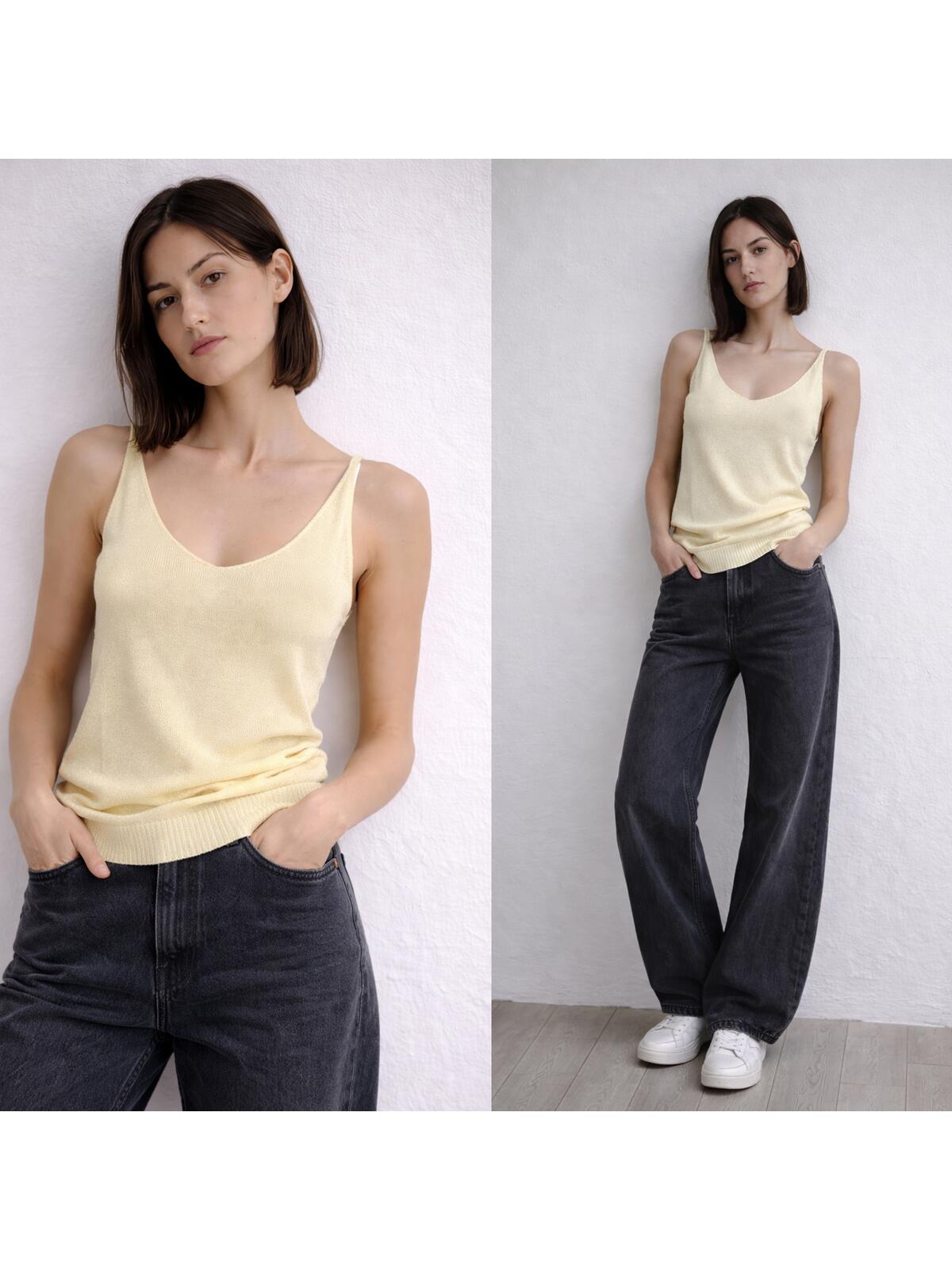 Błyszczący top z bawełną