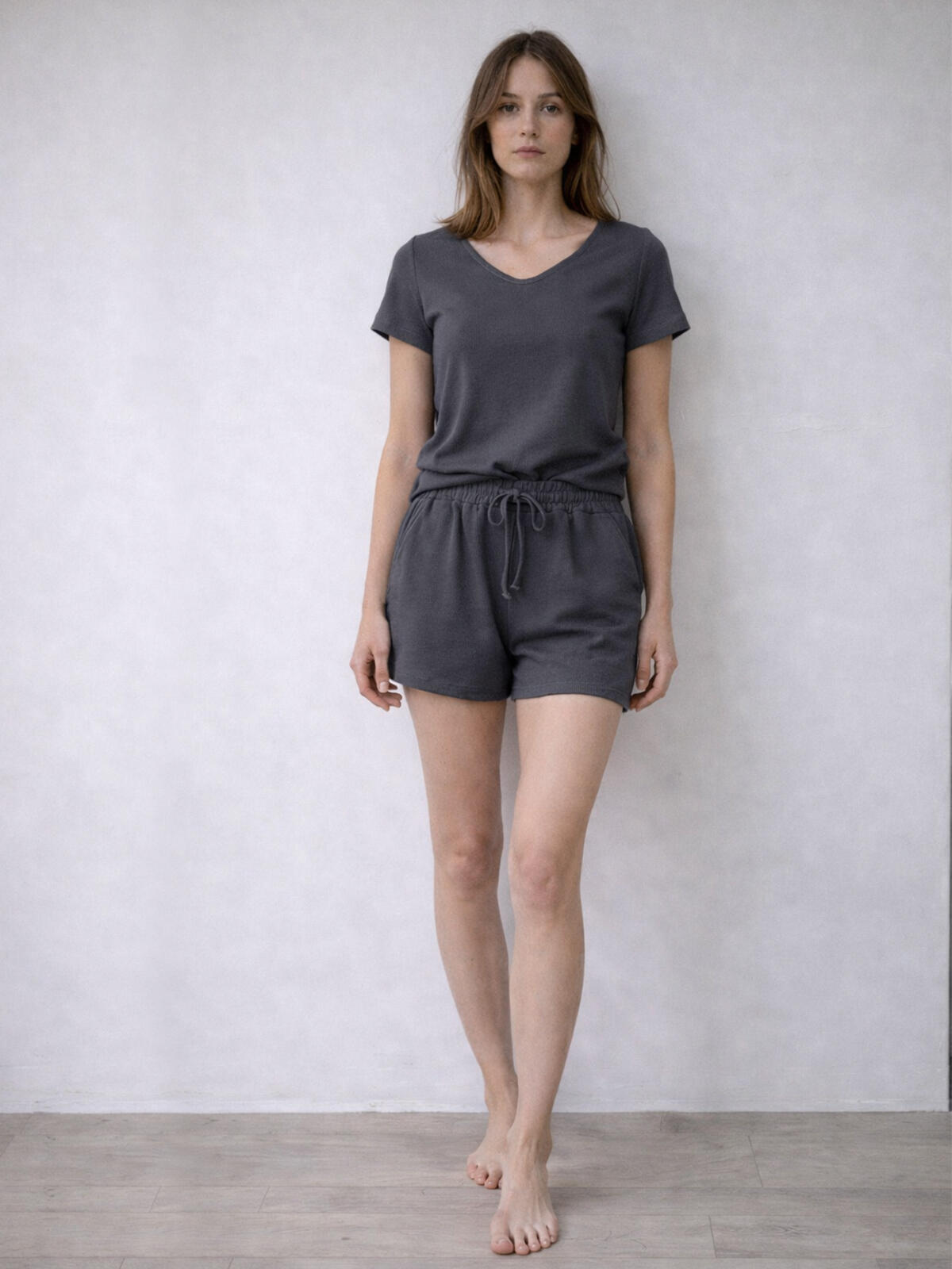 Prążkowane szorty z wiskozą