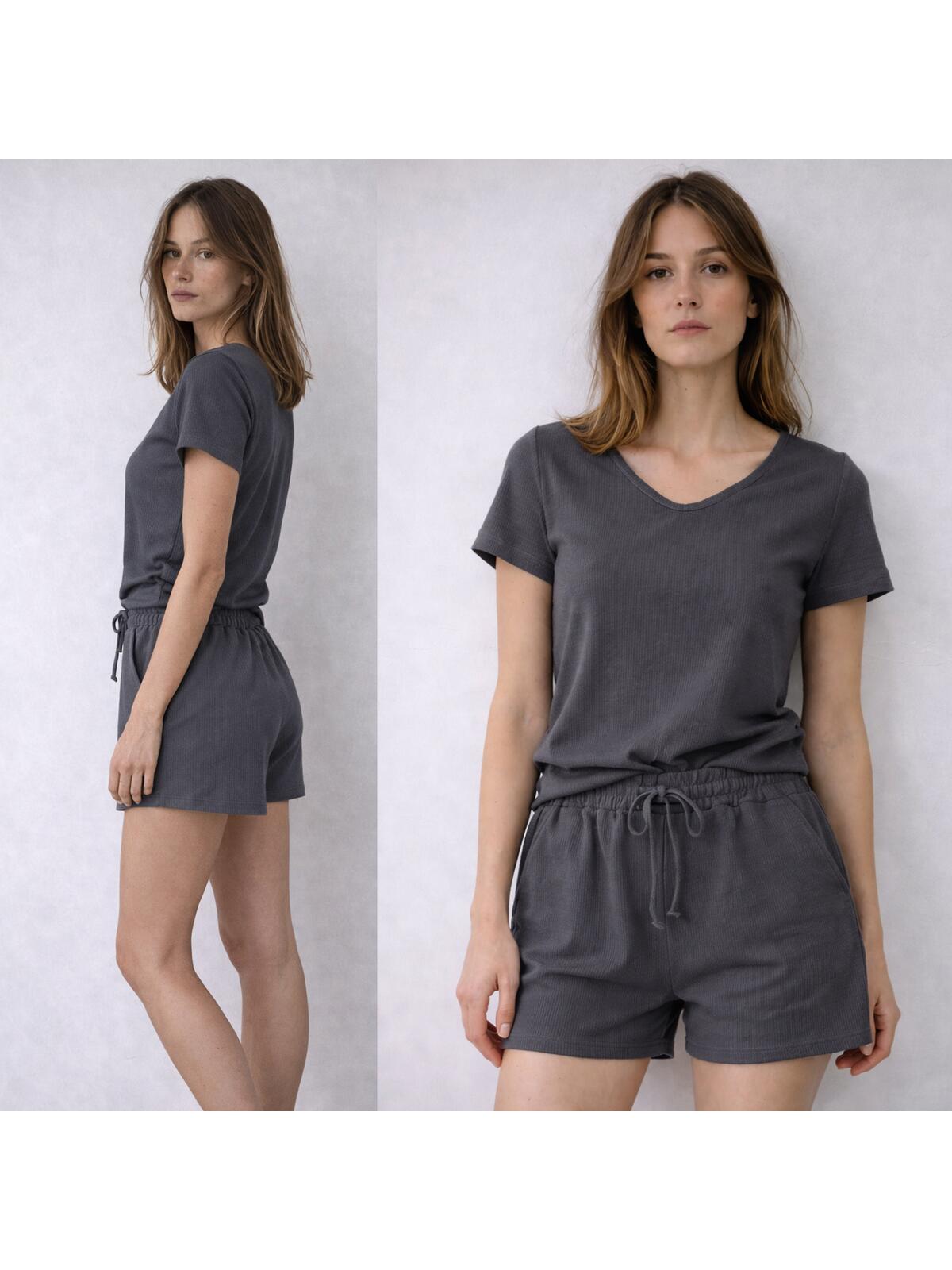 Prążkowane szorty z wiskozą